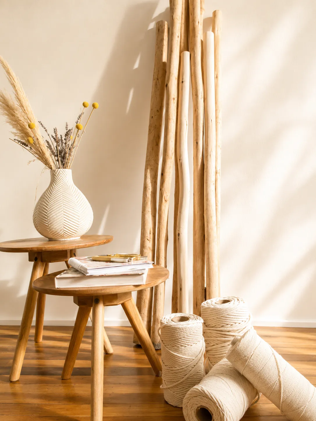 Barras de madera rustica 100cm